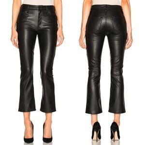 MOTHER The Insider Crop Pants Women’s Size 26 Captured Faux Leather Flare Black